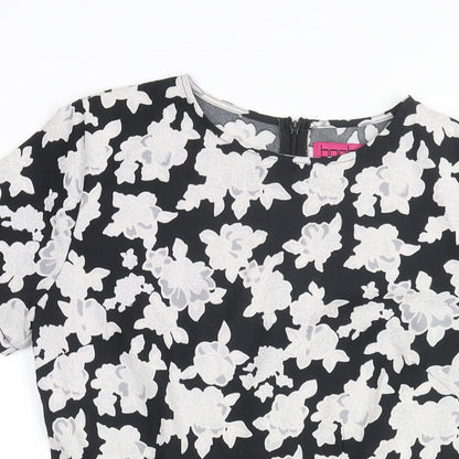 Boohoo Womens Black Floral Polyester Playsuit One-Piece Size 10 Zip