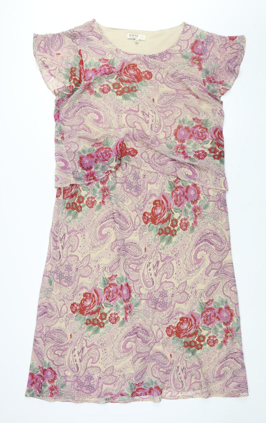 EWM Womens Multicoloured Paisley Polyester Shift Size 22 V-Neck Pullover