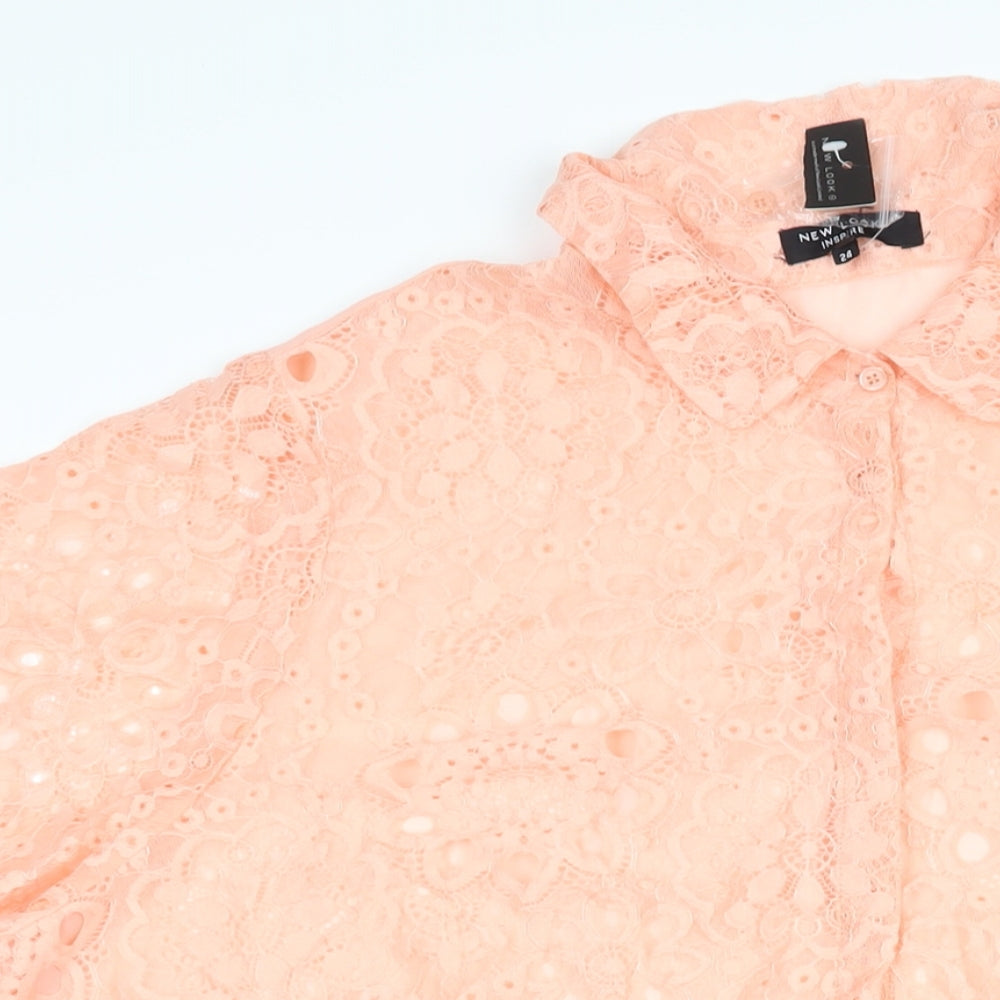 Womens UK Size 24 New Look Pink Basic Blouse
