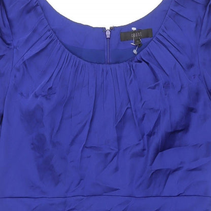 Coast Womens Blue Polyester Shift Size 16 Boat Neck Zip - Pleat Detail