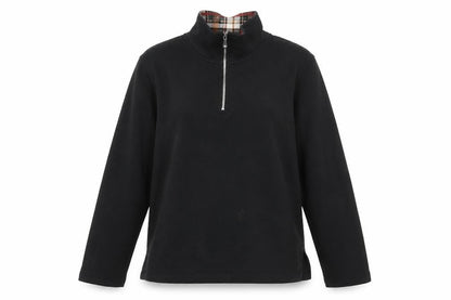 Time Fashion Womens Black Cotton Pullover Sweatshirt Size M Zip