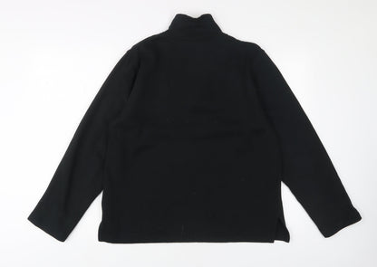 Time Fashion Womens Black Cotton Pullover Sweatshirt Size M Zip