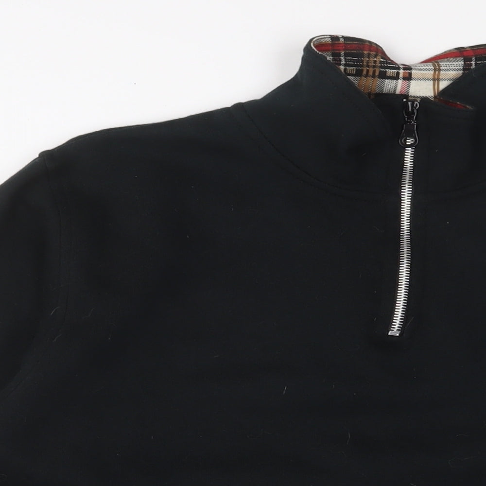 Time Fashion Womens Black Cotton Pullover Sweatshirt Size M Zip