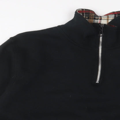 Time Fashion Womens Black Cotton Pullover Sweatshirt Size M Zip