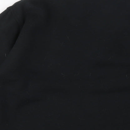 Time Fashion Womens Black Cotton Pullover Sweatshirt Size M Zip