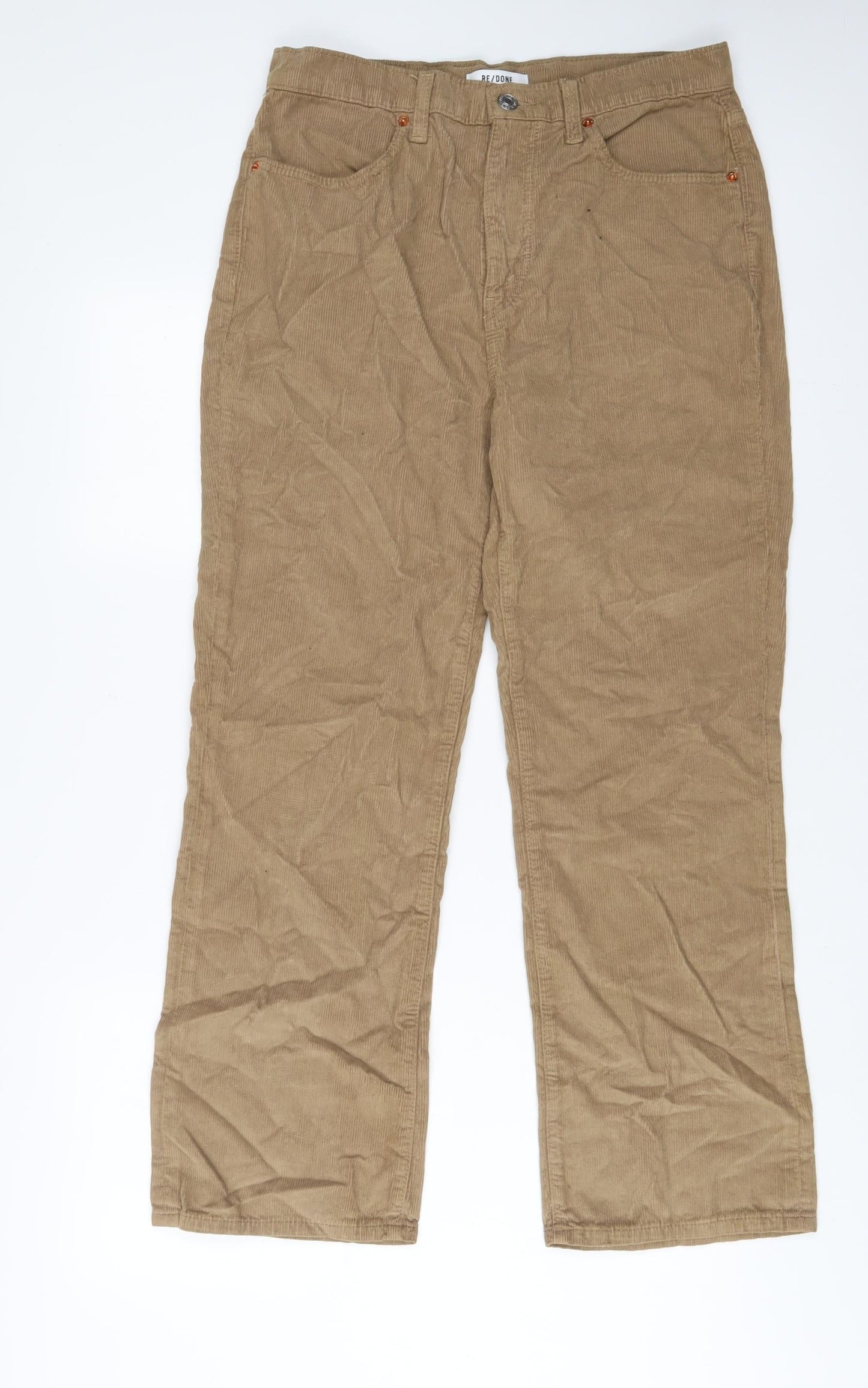 RE/DONE Womens Beige Cotton Trousers Size 30 in L28 in Regular Zip