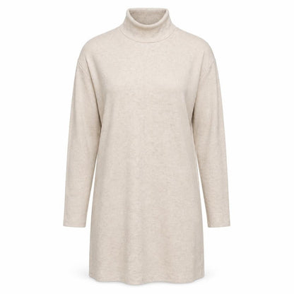 Mango Womens Beige Acrylic Jumper Dress Size M High Neck Pullover