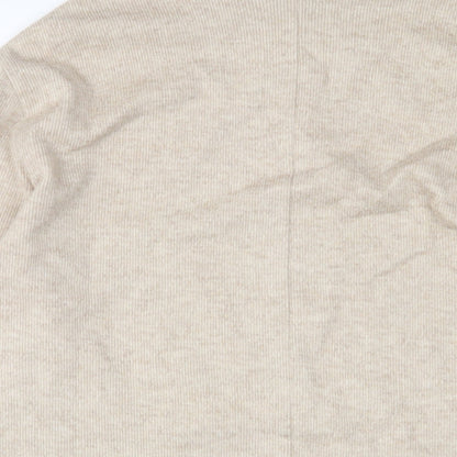 Mango Womens Beige Acrylic Jumper Dress Size M High Neck Pullover