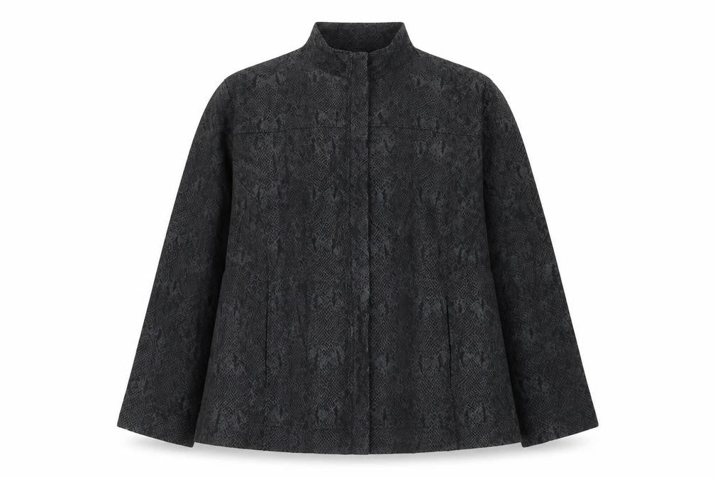 Anya Womens Grey Animal Print Jacket Size 22 Zip - Pockets