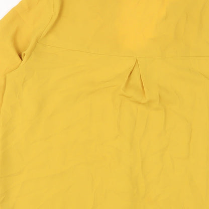 Oasis Womens Yellow Polyester Basic Blouse Size 10 V-Neck