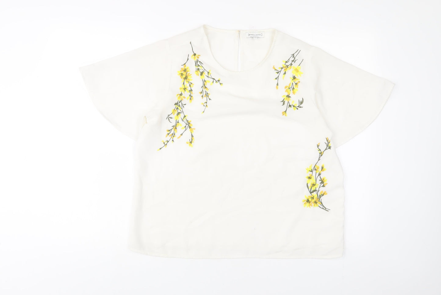 Womens UK Size 12 Warehouse White Basic T-Shirt