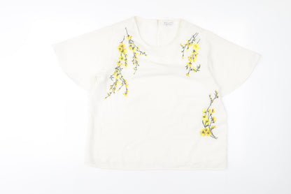 Womens UK Size 12 Warehouse White Basic T-Shirt