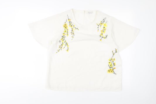 Womens UK Size 12 Warehouse White Basic T-Shirt