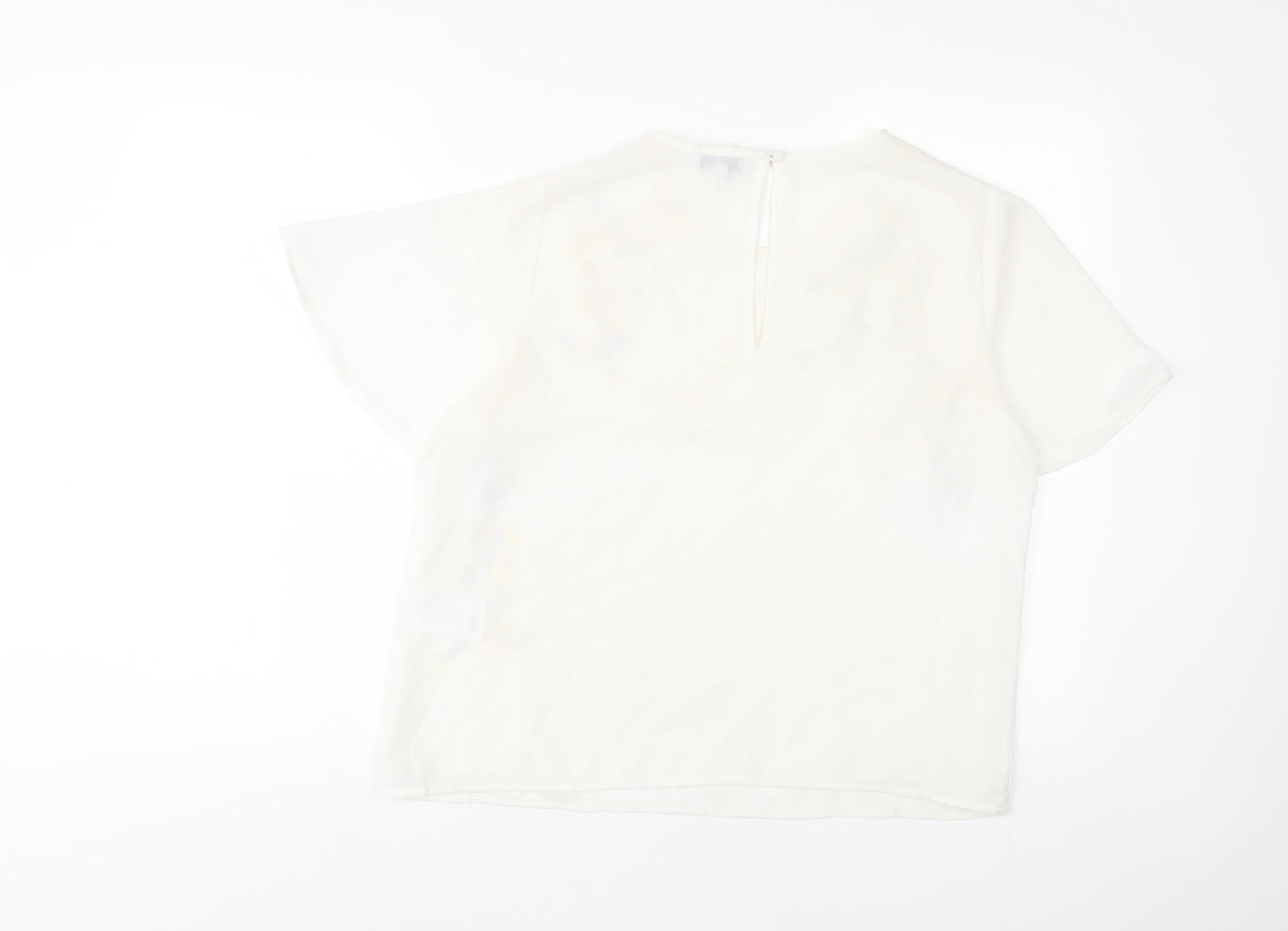 Womens UK Size 12 Warehouse White Basic T-Shirt