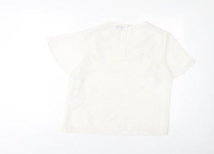 Womens UK Size 12 Warehouse White Basic T-Shirt