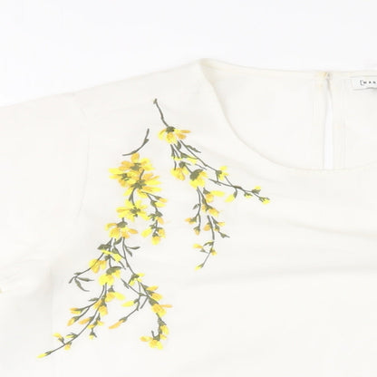 Womens UK Size 12 Warehouse White Basic T-Shirt