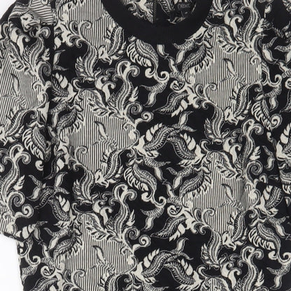 NEXT Womens Beige Geometric Polyester A-Line Size 10 Round Neck Zip