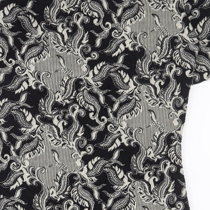 NEXT Womens Beige Geometric Polyester A-Line Size 10 Round Neck Zip