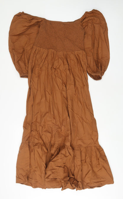 Urban Outfitters Womens Brown Cotton A-Line Size S Square Neck Pullover