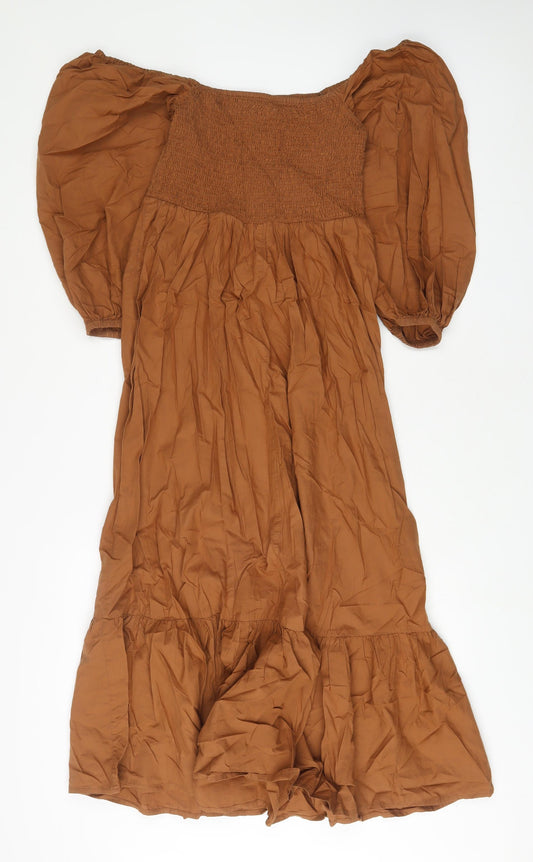 Urban Outfitters Womens Brown Cotton A-Line Size S Square Neck Pullover