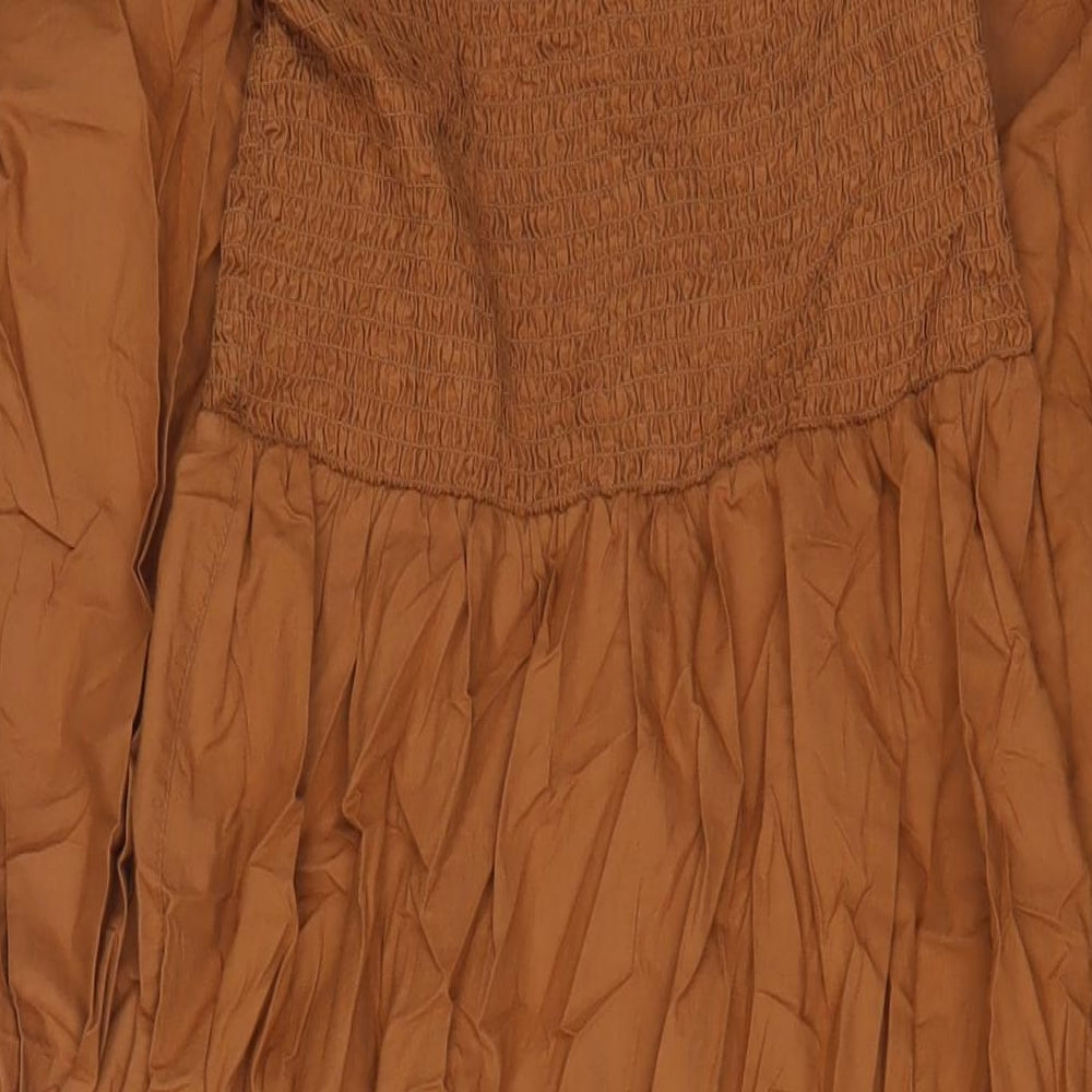 Urban Outfitters Womens Brown Cotton A-Line Size S Square Neck Pullover