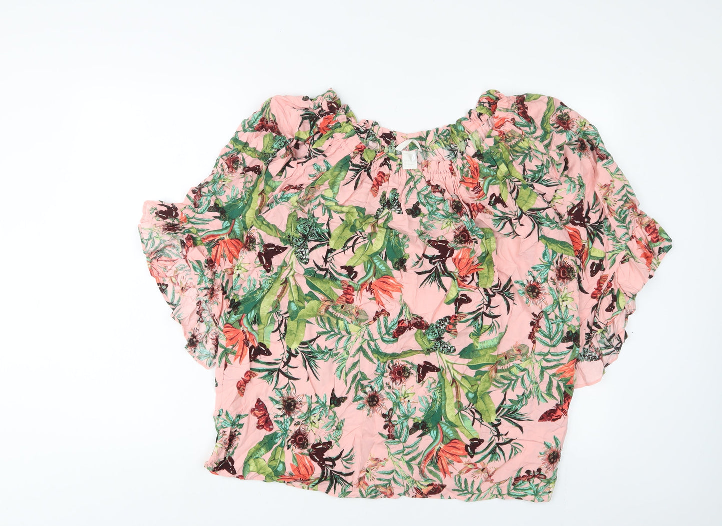 Womens UK Size 10 H&M Pink Basic T-Shirt