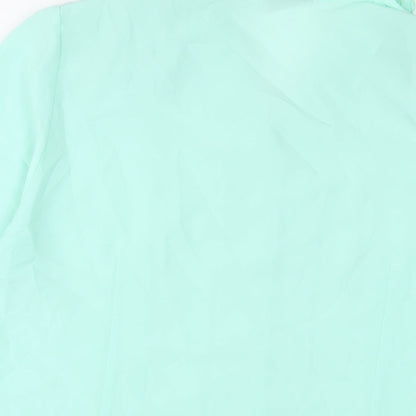 Adam Collection Womens Blue Polyester Basic Button-Up Size 18 Collared - Embroidered, Sequins