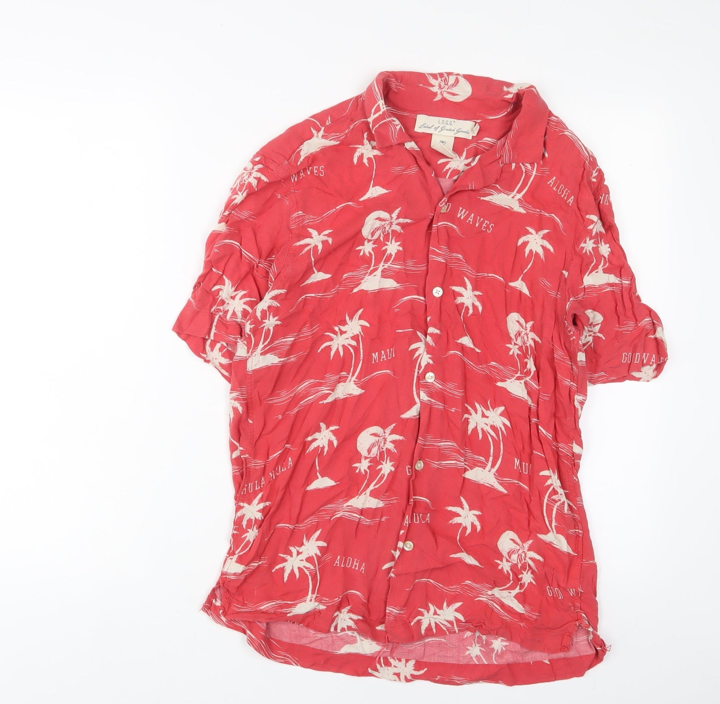 Womens UK Size S H&M Red Basic Button-Up