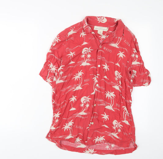 Womens UK Size S H&M Red Basic Button-Up