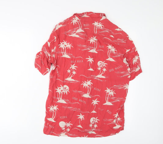 Womens UK Size S H&M Red Basic Button-Up