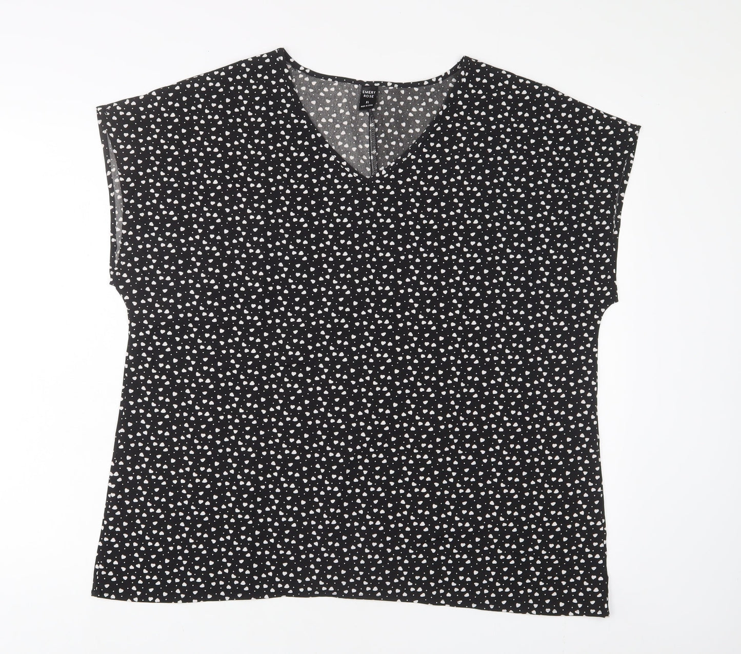 Womens UK Size XL EMERY ROSE Black Basic T-Shirt