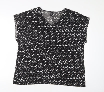 Womens UK Size XL EMERY ROSE Black Basic T-Shirt