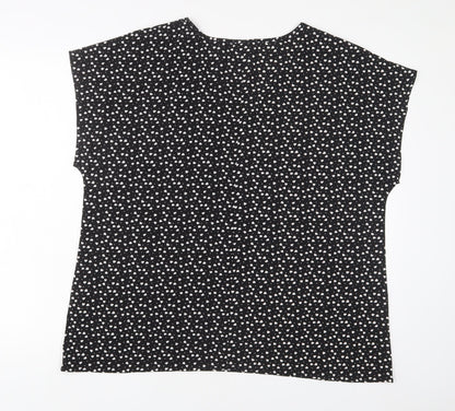 Womens UK Size XL EMERY ROSE Black Basic T-Shirt