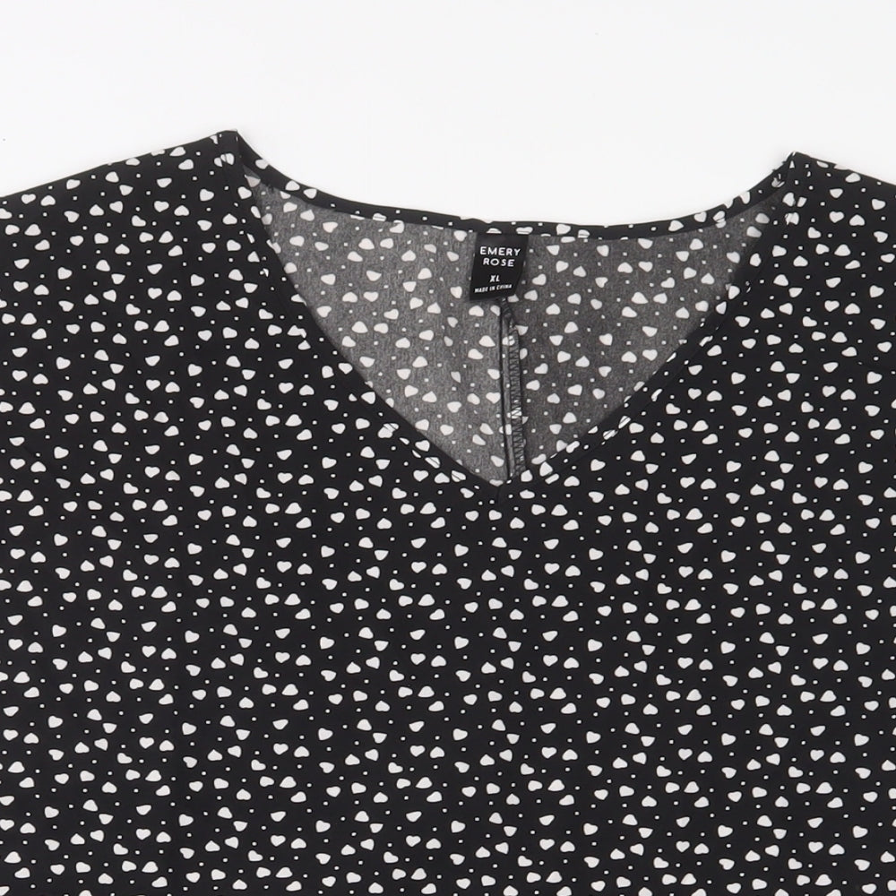Womens UK Size XL EMERY ROSE Black Basic T-Shirt