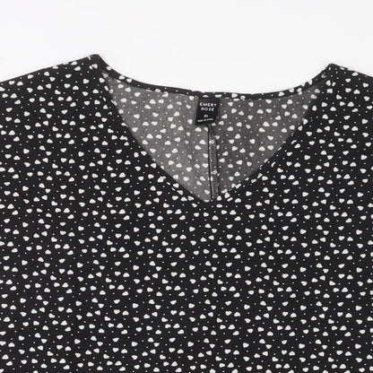 Womens UK Size XL EMERY ROSE Black Basic T-Shirt