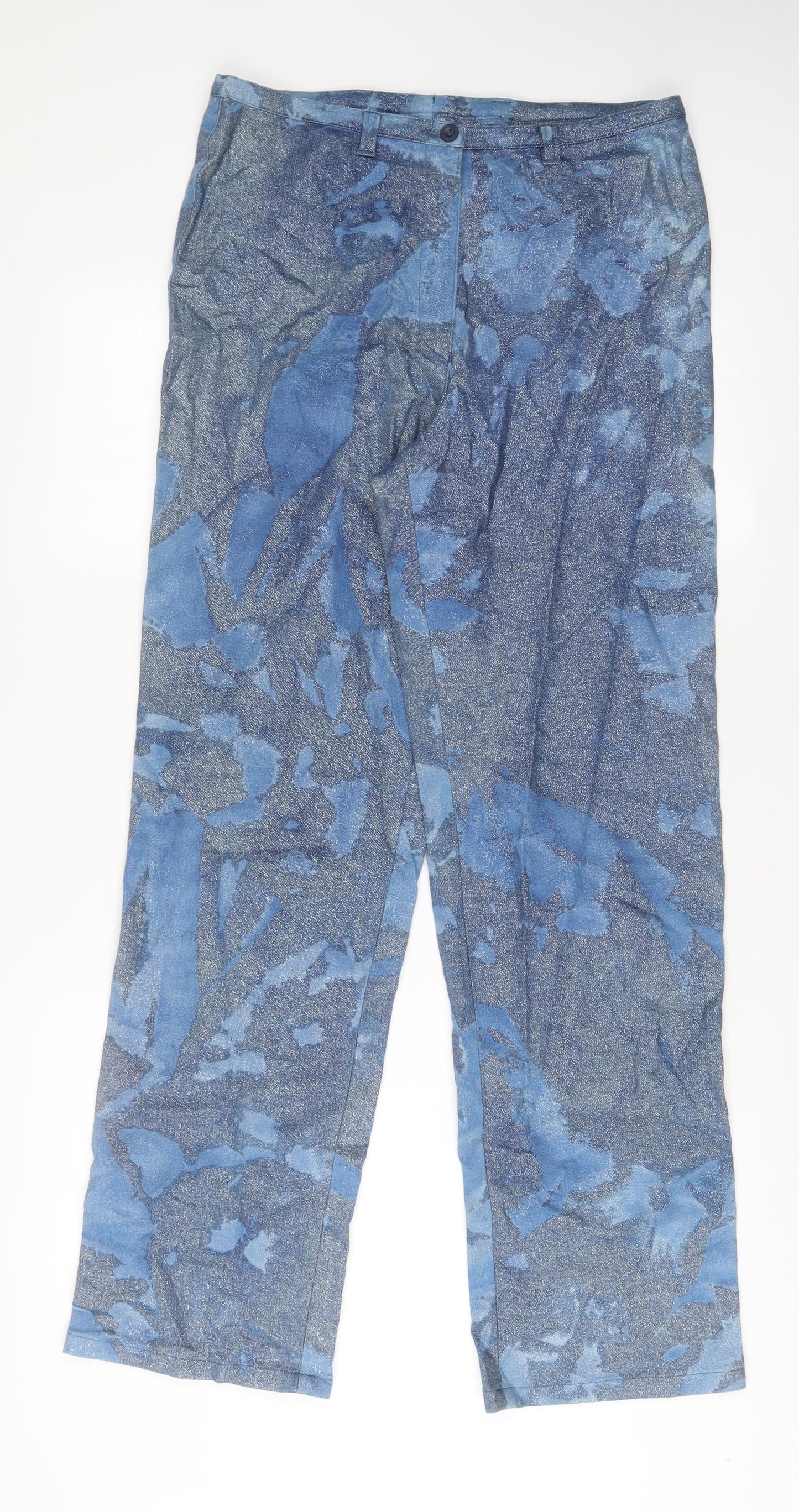 Wichele Womens Blue Cotton Straight Jeans Size 14 L32 in Regular Zip
