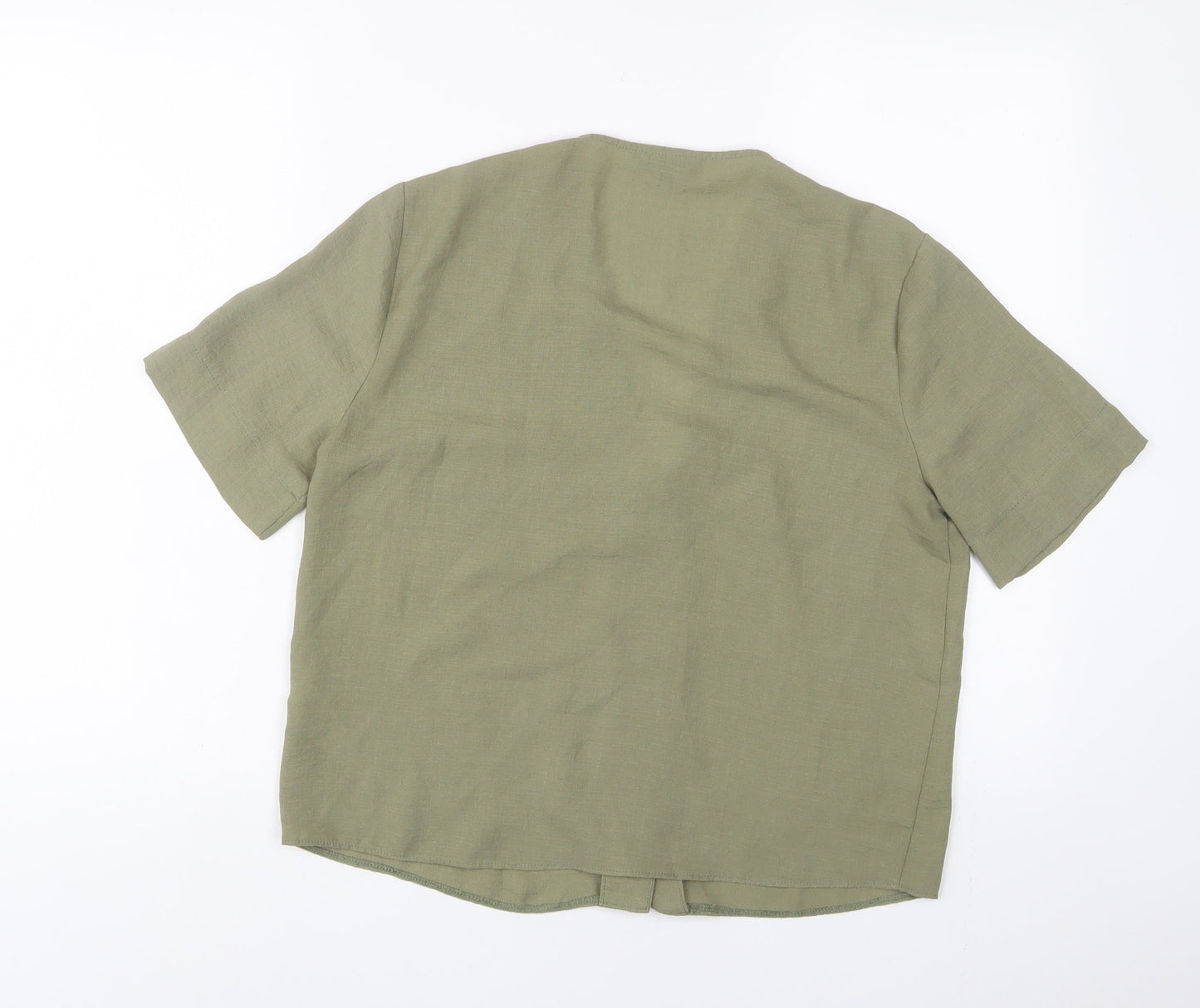 Womens UK Size 10 Topshop Green Basic Button-Up