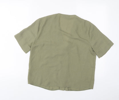 Womens UK Size 10 Topshop Green Basic Button-Up