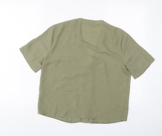 Womens UK Size 10 Topshop Green Basic Button-Up