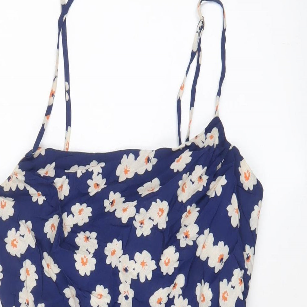 Verge Girl Womens Blue Floral Polyester A-Line Size 12 V-Neck Pullover