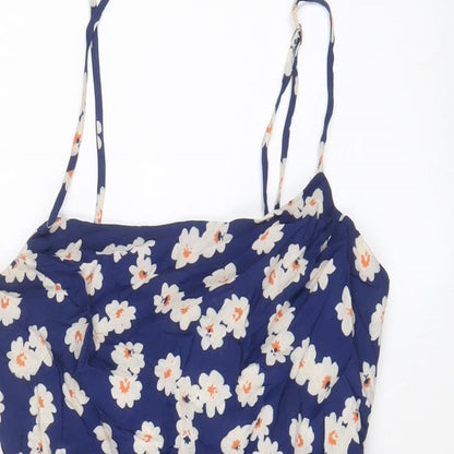 Verge Girl Womens Blue Floral Polyester A-Line Size 12 V-Neck Pullover
