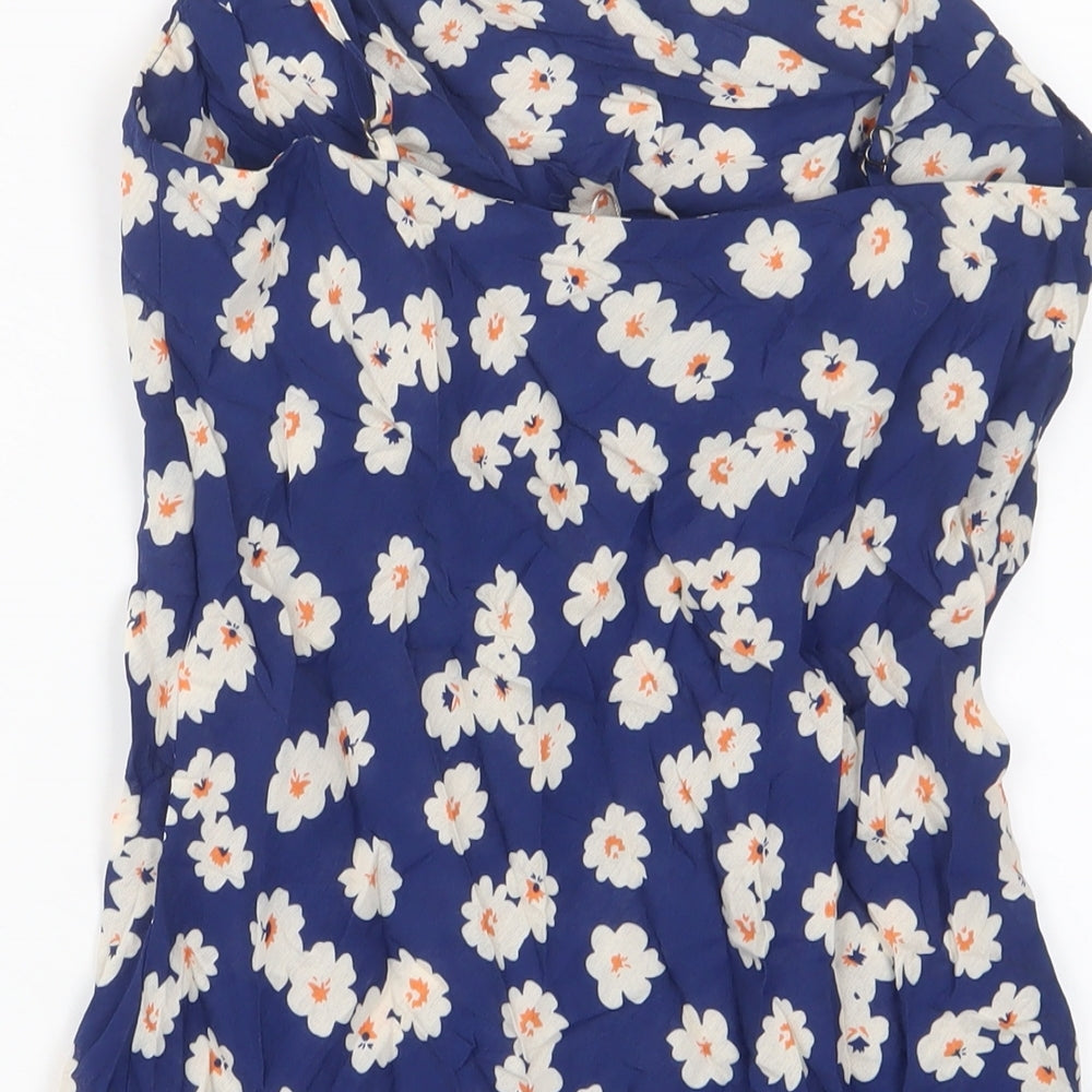 Verge Girl Womens Blue Floral Polyester A-Line Size 12 V-Neck Pullover