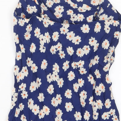 Verge Girl Womens Blue Floral Polyester A-Line Size 12 V-Neck Pullover