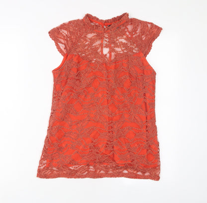 Womens UK Size 10 Dorothy Perkins Orange Basic T-Shirt