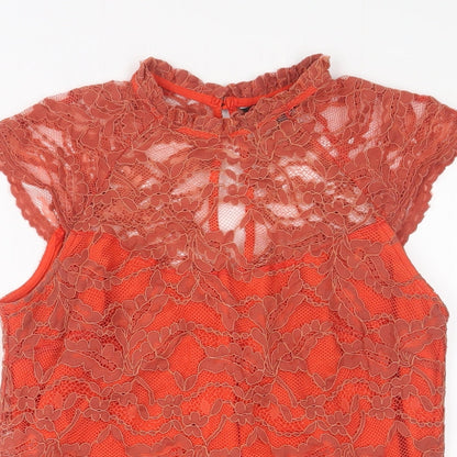 Womens UK Size 10 Dorothy Perkins Orange Basic T-Shirt