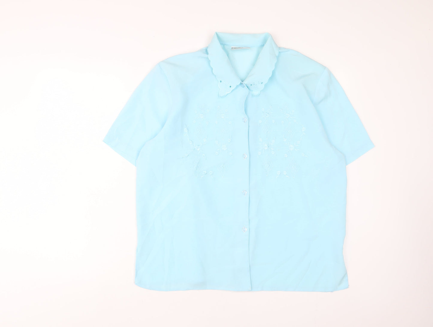 Womens UK Size 18 Rosy Blue Basic Button-Up