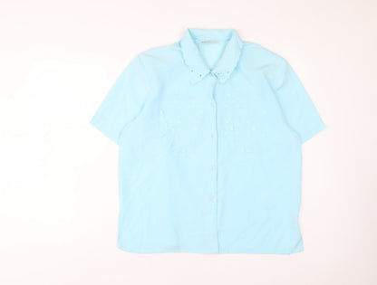 Womens UK Size 18 Rosy Blue Basic Button-Up