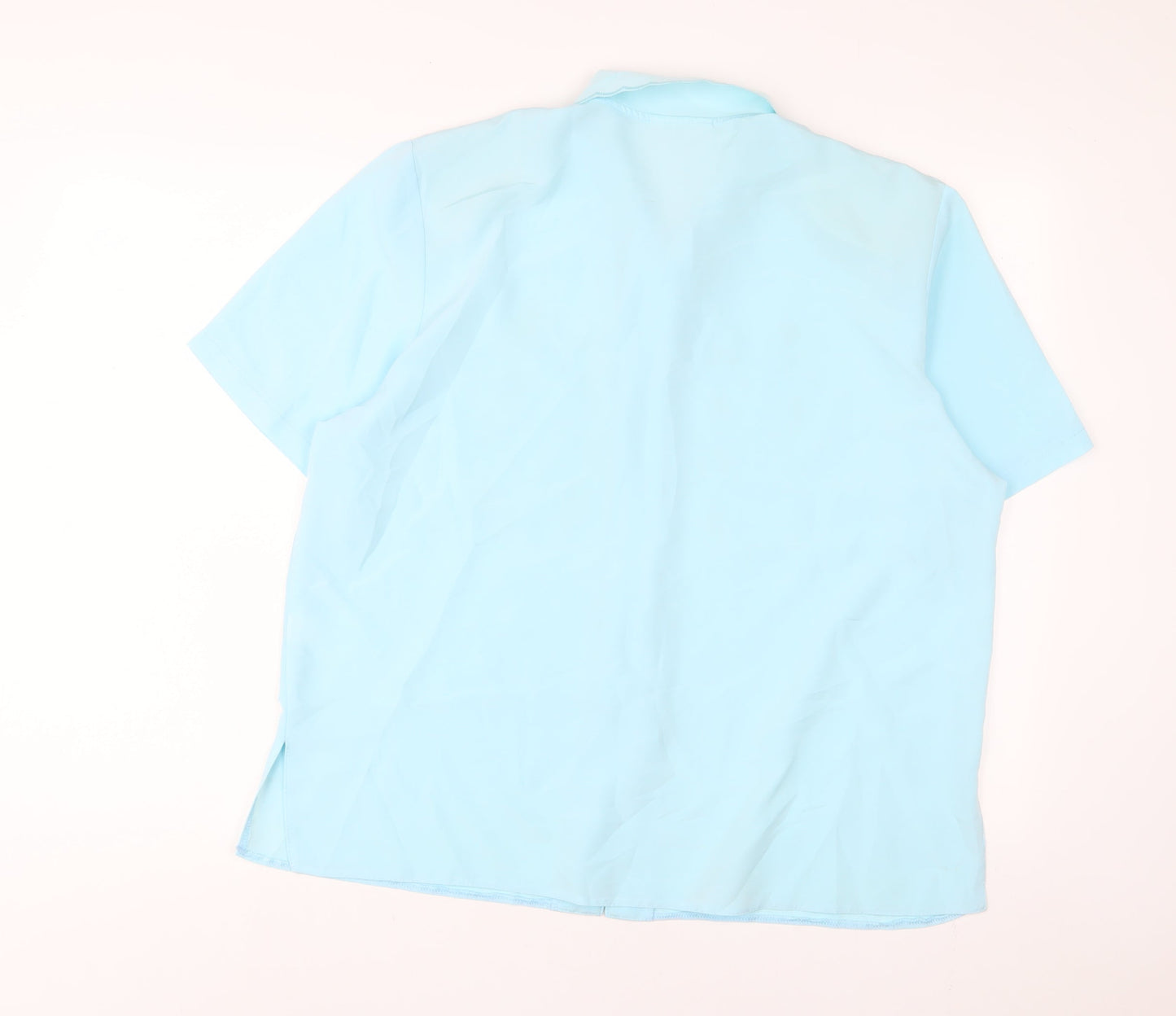 Womens UK Size 18 Rosy Blue Basic Button-Up