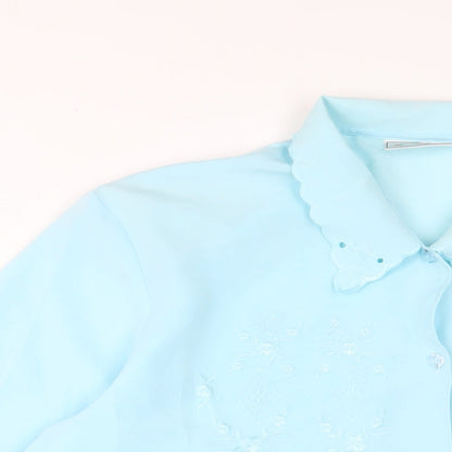 Womens UK Size 18 Rosy Blue Basic Button-Up