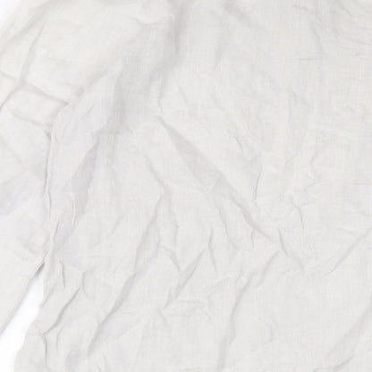 Rose Marine Womens Grey Linen A-Line Size M Boat Neck Pullover - Keyhole neck, Embroidered